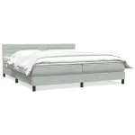 Pat continental cu saltea, gri deschis, 180×210 cm, catifea