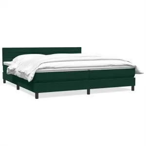 Pat box spring cu saltea, verde închis, 180×210 cm, catifea