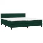 Pat box spring cu saltea, verde închis, 180×210 cm, catifea