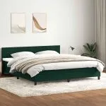 Pat box spring cu saltea, verde închis, 180×210 cm, catifea