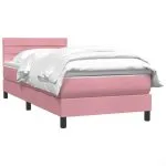Pat box spring cu saltea, roz, 80×220 cm, catifea