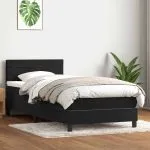 Pat box spring cu saltea, negru, 100×220 cm, catifea