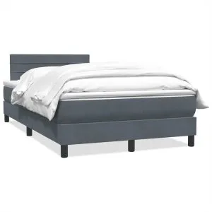 Pat box spring cu saltea, gri închis, 120×220 cm, catifea