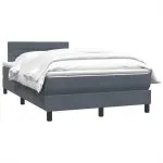 Pat box spring cu saltea, gri închis, 120×220 cm, catifea