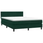 Pat box spring cu saltea, verde închis, 160×220 cm, catifea