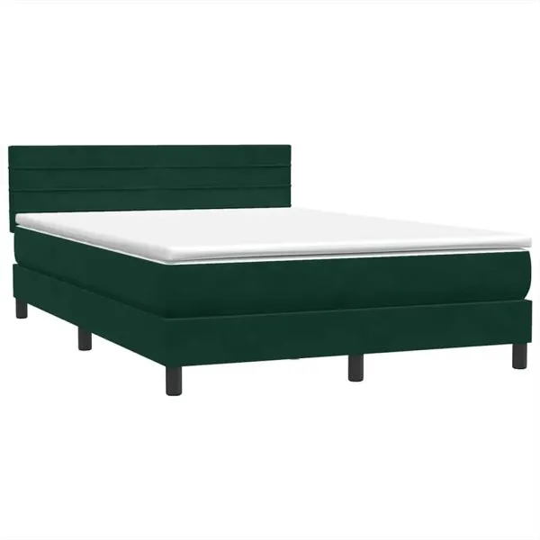 Pat box spring cu saltea, verde închis, 160×220 cm, catifea