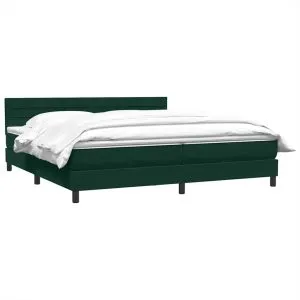 Pat box spring cu saltea, verde închis, 200×220 cm, catifea