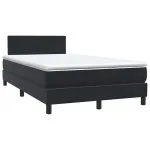 Pat box spring cu saltea, negru, 120×220 cm, catifea