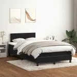 Pat box spring cu saltea, negru, 120×220 cm, catifea