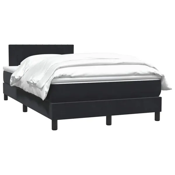 Pat box spring cu saltea, negru, 120×220 cm, catifea