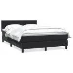 Pat box spring cu saltea, negru, 140×220 cm, catifea