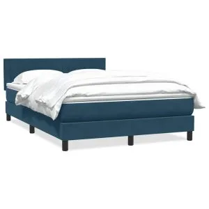 Pat box spring cu saltea, albastru închis, 140×220 cm, catifea