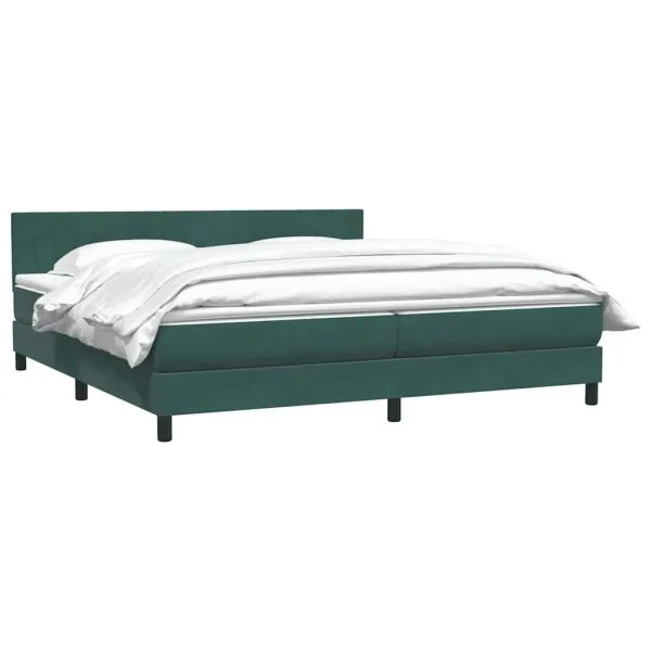 Pat box spring cu saltea, verde închis, 180×220 cm, catifea