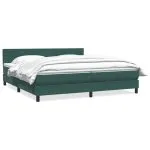Pat box spring cu saltea, verde închis, 180×220 cm, catifea
