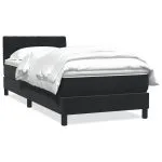 Pat box spring cu saltea, negru, 100×210 cm, catifea