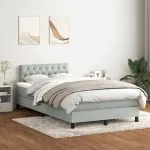 Pat continental cu saltea, gri deschis, 120×210 cm, catifea