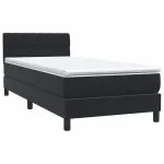 Pat box spring cu saltea, negru, 100×220 cm, catifea