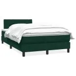 Pat box spring cu saltea, verde închis, 120×220 cm, catifea