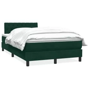 Pat box spring cu saltea, verde închis, 120×220 cm, catifea