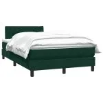 Pat box spring cu saltea, verde închis, 120×220 cm, catifea