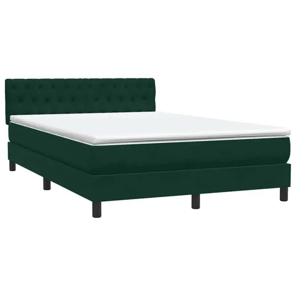 Pat box spring cu saltea, verde închis, 160×220 cm, catifea