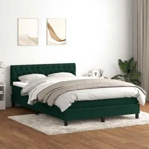 Pat box spring cu saltea, verde închis, 160×220 cm, catifea