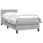 Pat box spring cu saltea, gri deschis, 90×210 cm, catifea