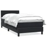 Pat box spring cu saltea, negru, 90×210 cm, catifea