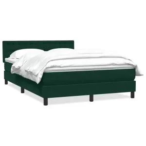 Pat box spring cu saltea, Verde închis, 140×210 cm, catifea