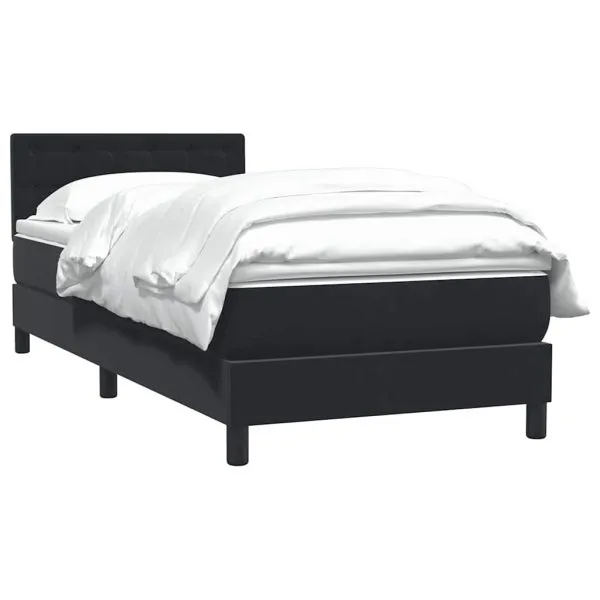 Pat box spring cu saltea, negru, 80×220 cm, catifea