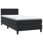 Pat box spring cu saltea, negru, 80×220 cm, catifea