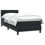 Pat box spring cu saltea, negru, 90×220 cm, catifea