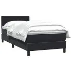 Pat box spring cu saltea, negru, 100×220 cm, catifea