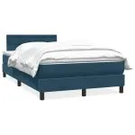 Pat box spring cu saltea, albastru închis, 100×220 cm, catifea