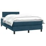 Pat box spring cu saltea, albastru închis, 100×220 cm, catifea
