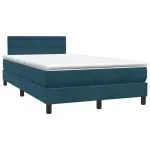 Pat box spring cu saltea, albastru închis, 100×220 cm, catifea