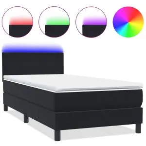Pat box spring cu saltea, negru, 80×220 cm, catifea