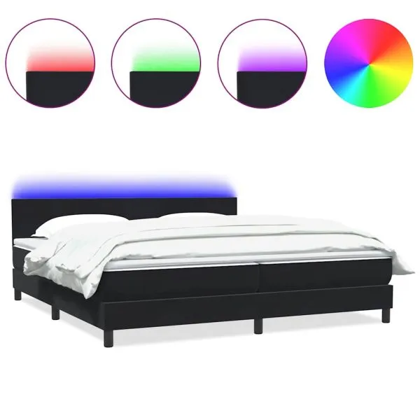 Pat box spring cu saltea, negru, 200×220 cm, catifea
