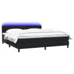 Pat box spring cu saltea, negru, 200×220 cm, catifea