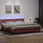 Pat box spring cu saltea, roz, 200×220 cm, catifea