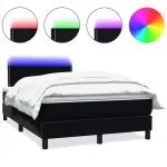 Pat box spring cu saltea, negru, 120×210 cm, catifea