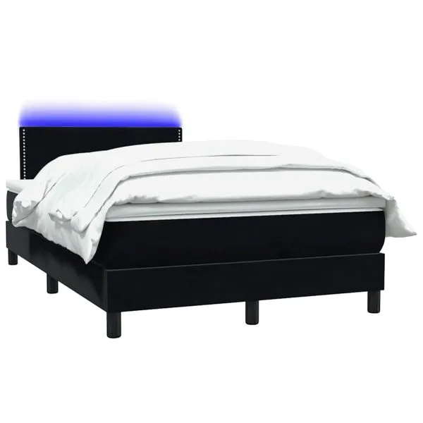 Pat box spring cu saltea, negru, 120×210 cm, catifea