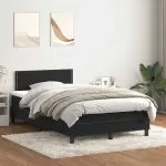 Pat box spring cu saltea, negru, 120×210 cm, catifea