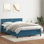 Pat box spring cu saltea, albastru închis, 160×210 cm, catifea