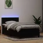Pat box spring cu saltea, negru, 80×220 cm, catifea