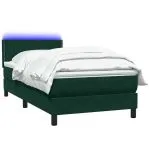 Pat box spring cu saltea, verde închis, 100×220 cm, catifea