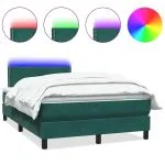 Pat box spring cu saltea, verde închis, 120×220 cm, catifea