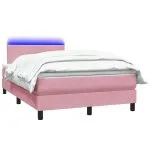 Pat box spring cu saltea, roz, 120×220 cm, catifea