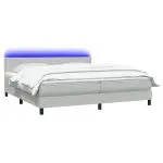 Pat cu arcuri cu saltea gri deschis 180×220 cm catifea