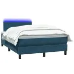 Pat box spring cu saltea, albastru închis, 120×210 cm, catifea